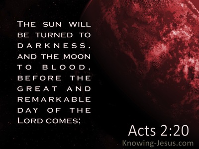 Acts 2:20 The Sun Will Be Turned To Darkness And The Moon To Blood (black)